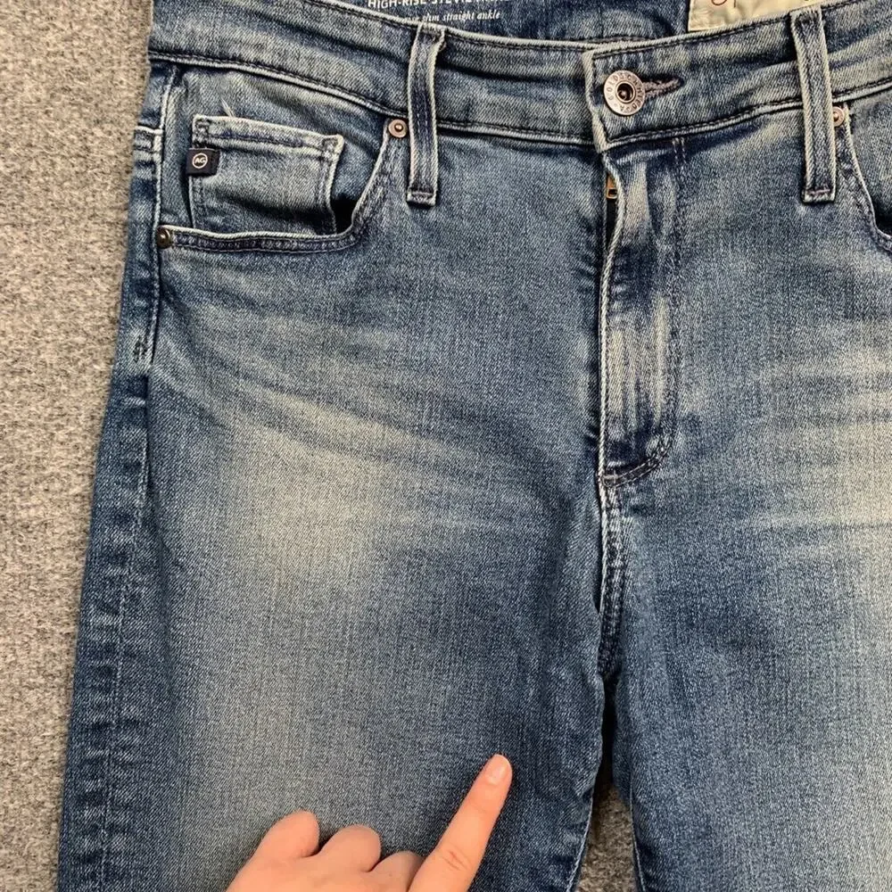 Anthropologie Jeans Womens 27 Blue Denim High Rise Stevie Ankle Slim Straight